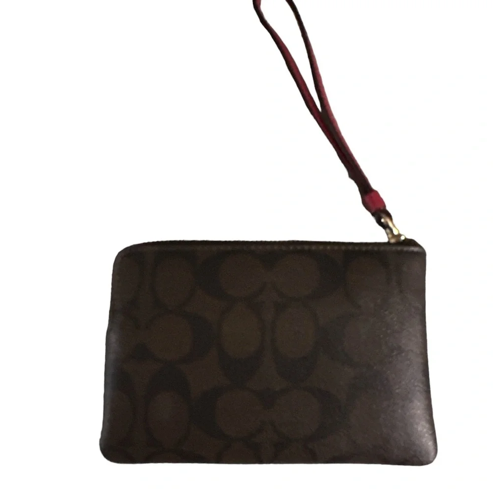 NWOT coach brown and black red wristlet so cute guys perfect size matches bag - Picture 2 of 3